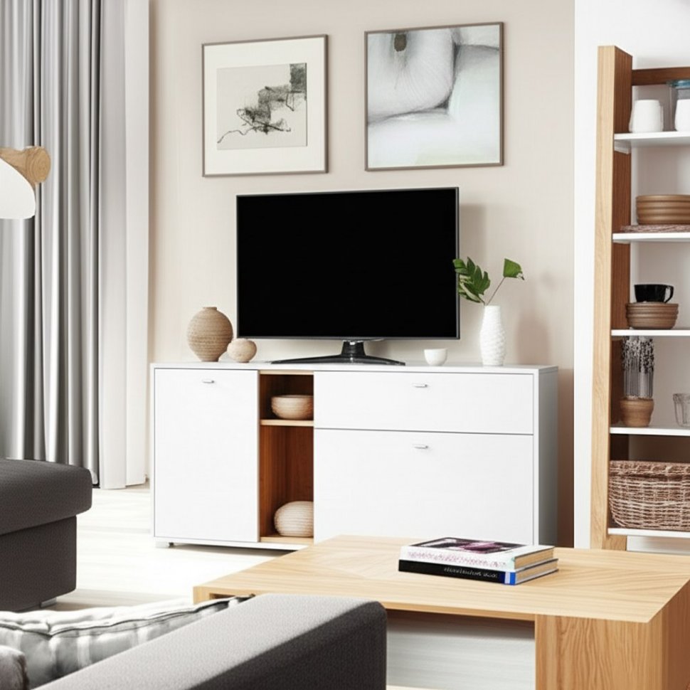 Бэль Тумба 10.91 Дуб Золотой / Белый