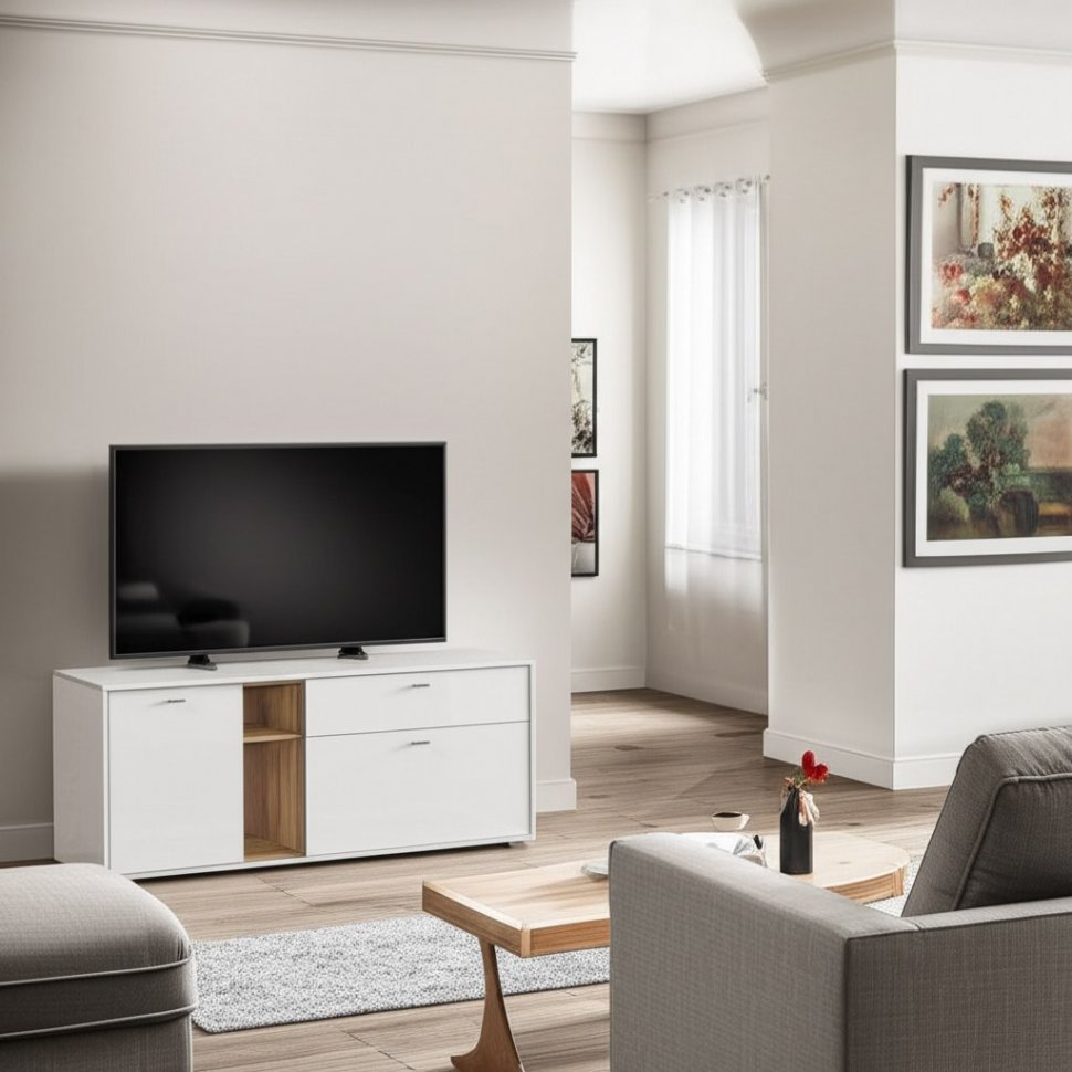 Бэль Тумба 10.91 Дуб Золотой / Белый