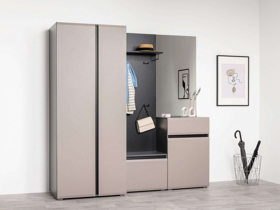 Сидней прихожая комплект 2 Антрацит / Капучино