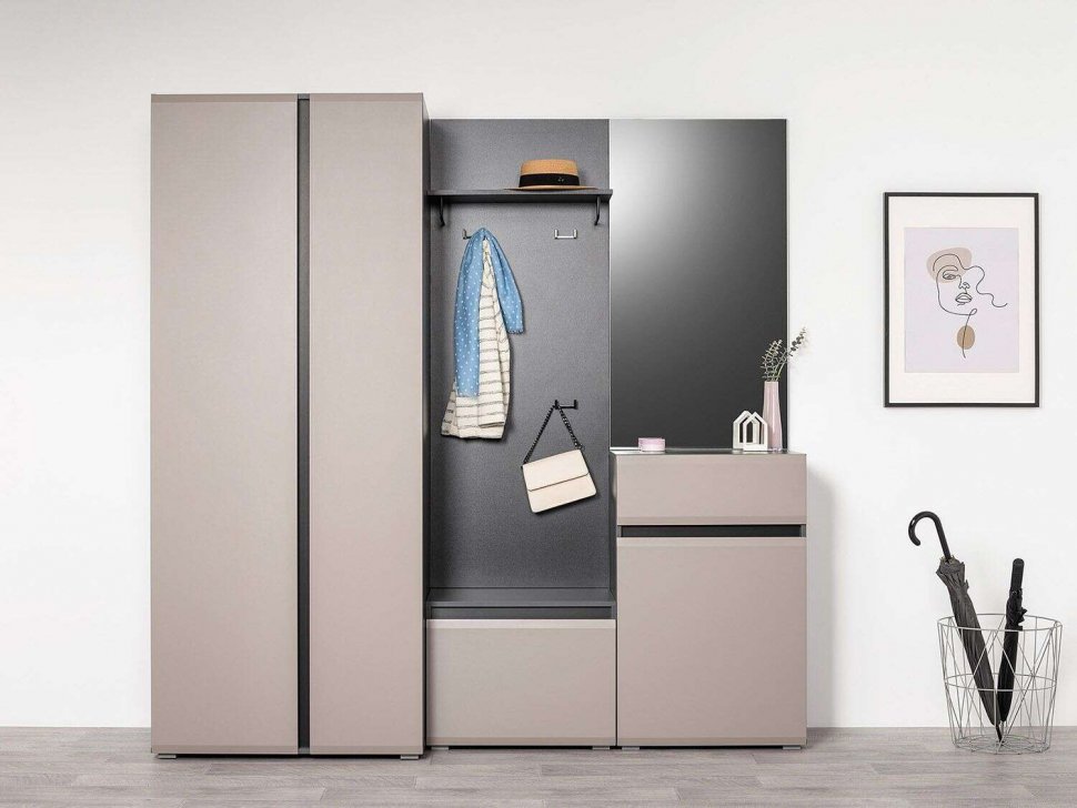 Сидней прихожая комплект 2 Антрацит / Капучино