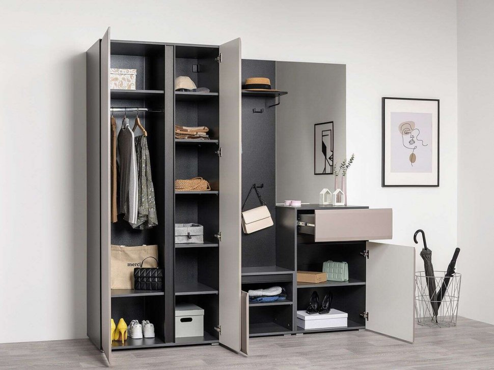 Сидней прихожая комплект 2 Антрацит / Капучино
