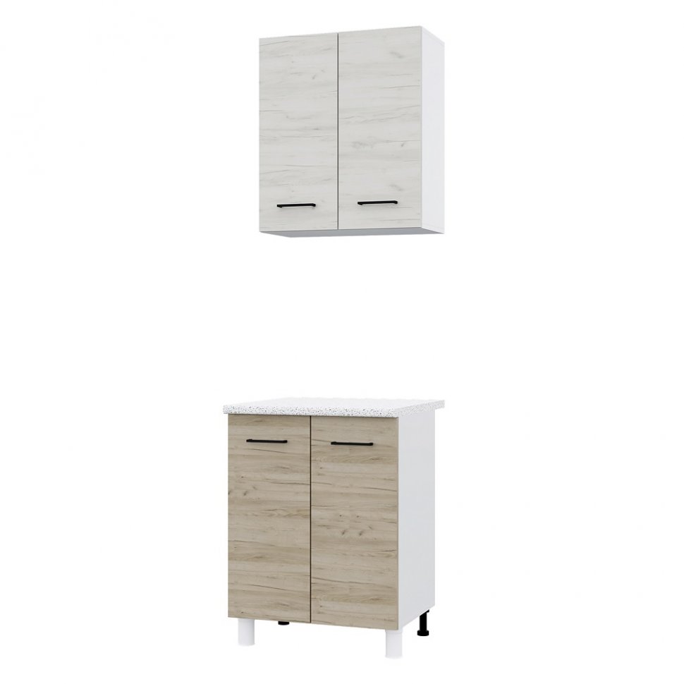 Кухня Тренд (Горизонт) 0.6 Крафт белый / Крафт серый