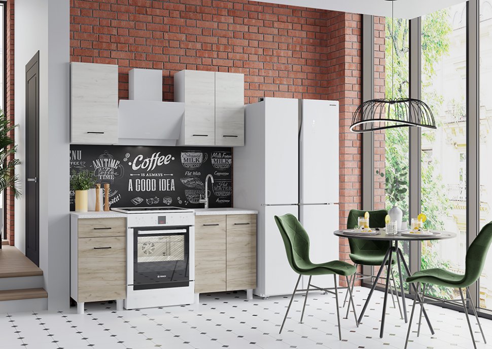 Кухня Тренд (Горизонт) 0.6 Крафт белый / Крафт серый