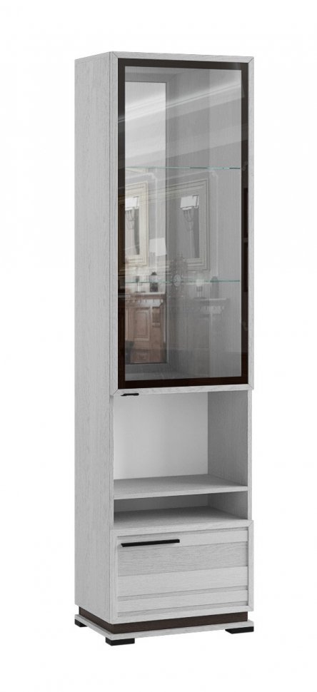 Шкаф-пенал со стеклом Модена МШ-3 Ясень Анкор светлый