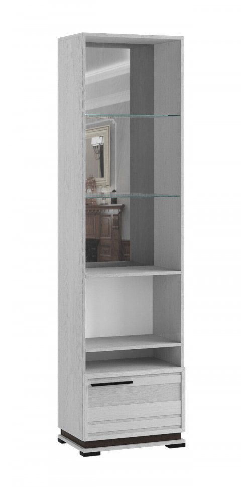 Шкаф-пенал со стеклом Модена МШ-3 Ясень Анкор светлый