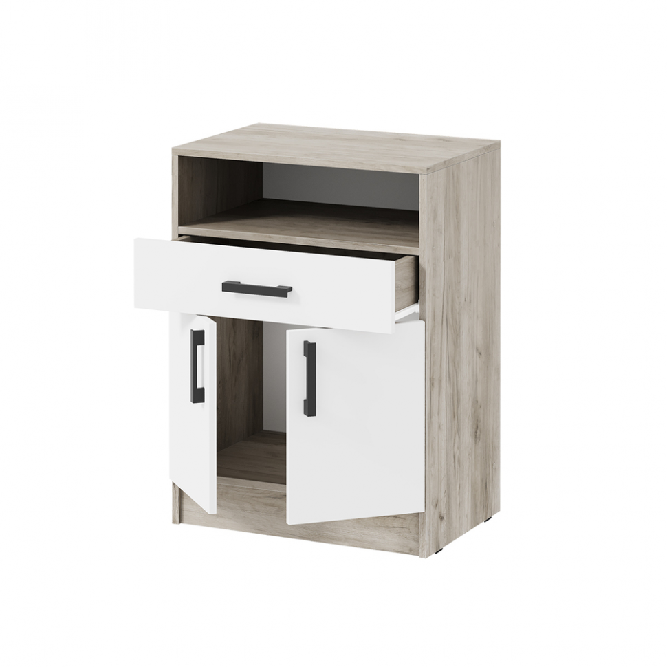 Тумба для обуви Вега ТБ-1, Дуб крафт серый, Белый