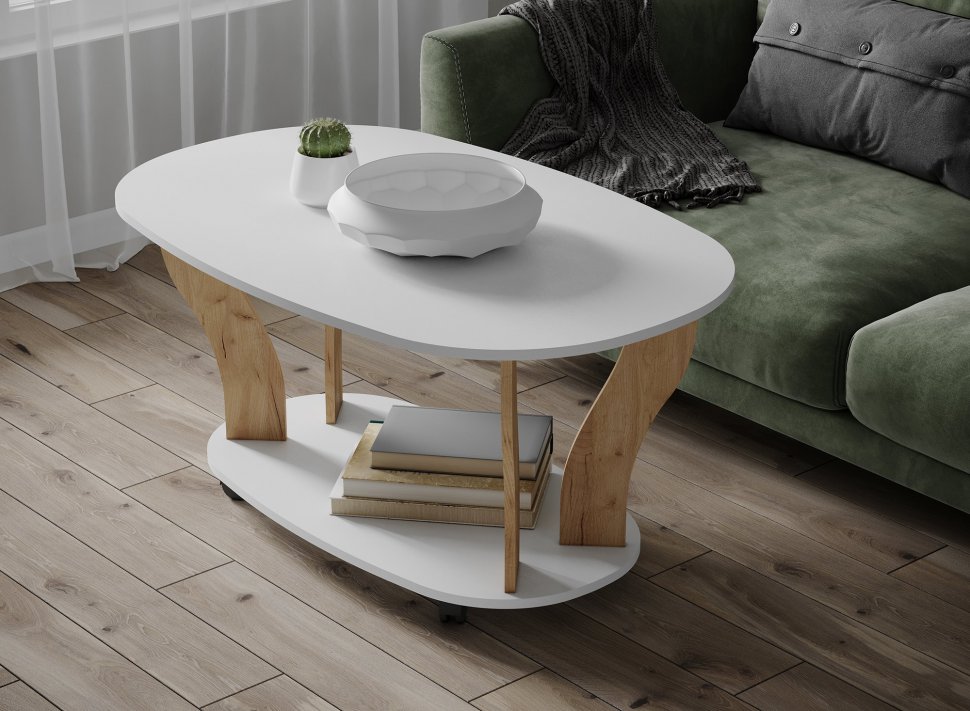 Журнальный стол Консул-3 Белый / Дуб крафт