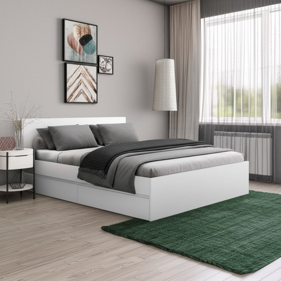 Кровать с основанием 1,6 м Симпл КР-17, Белый