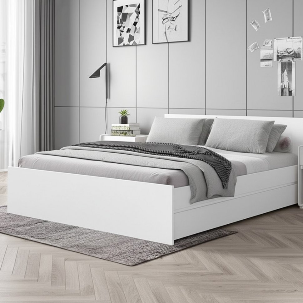 Кровать с основанием 1,6 м Симпл КР-17, Белый