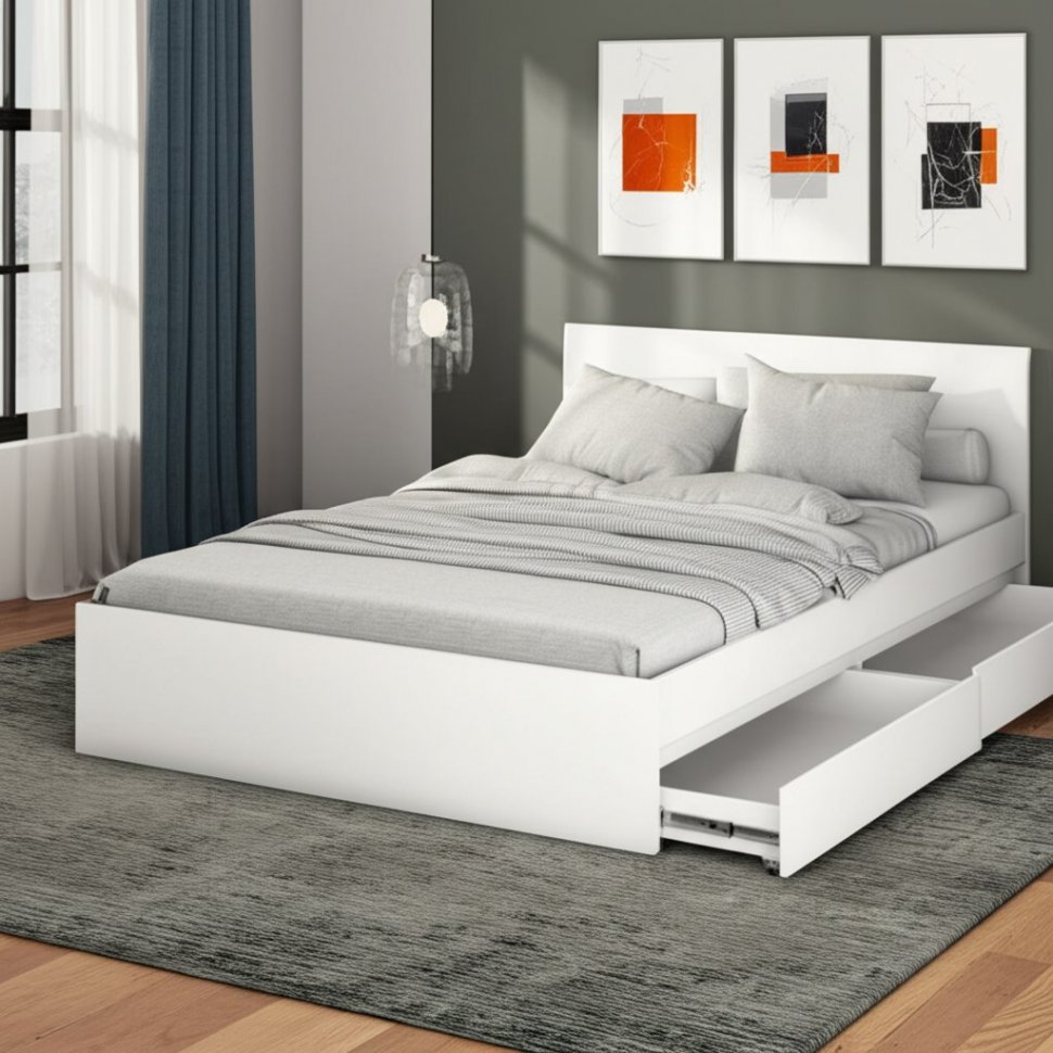 Кровать с основанием 1,6 м Симпл КР-17, Белый