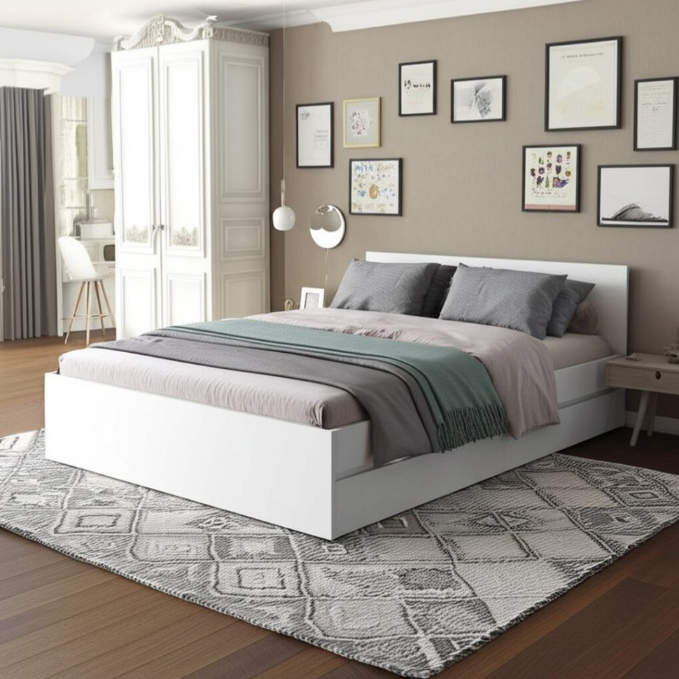 Кровать с основанием 1,6 м Симпл КР-17, Белый