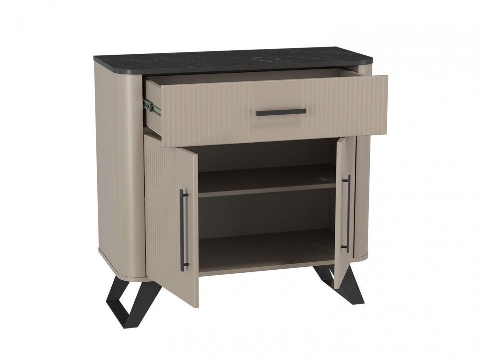 Фиделия комод 76.03 серый камень / мрамор черный