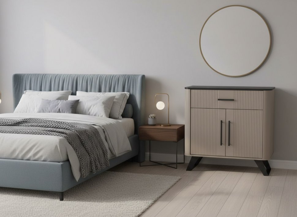 Фиделия комод 76.03 серый камень / мрамор черный