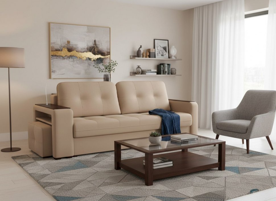 Диван Smart 4 пуф слева Б4-3т-Б3 СК Велюр Velutto 05