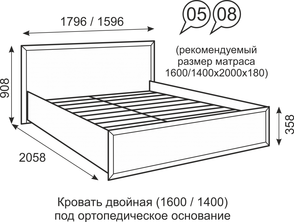 Кровать 160х200 с основанием Венеция 05 (Ижмебель)