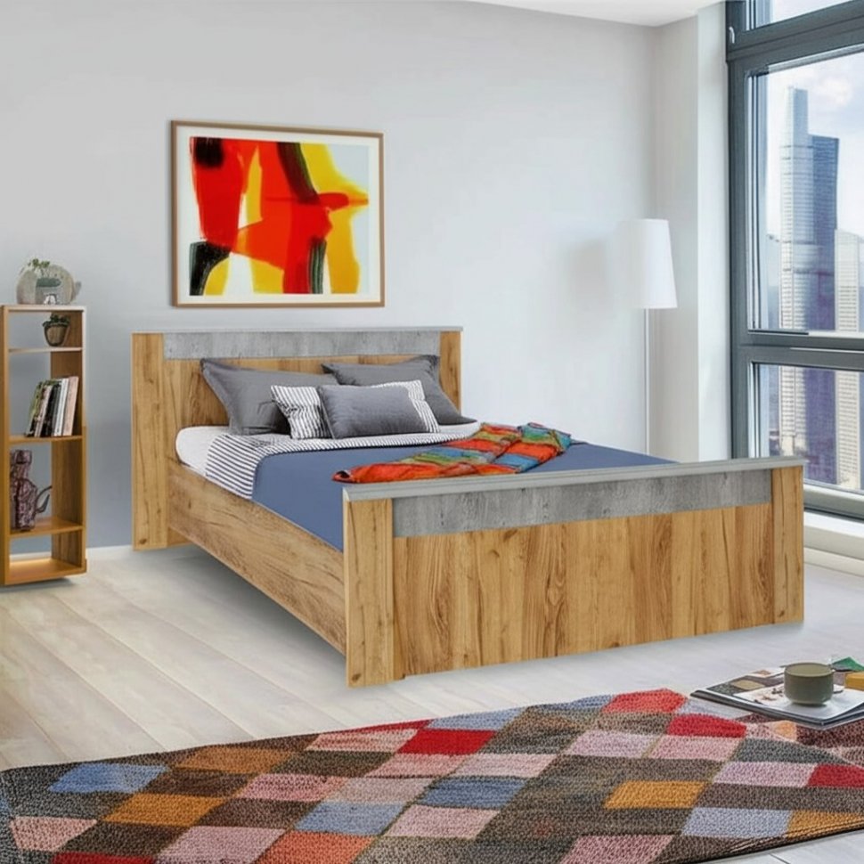 Кровать 160х200 Франк (БТС) КР-14 без основания Крафт/Бетон