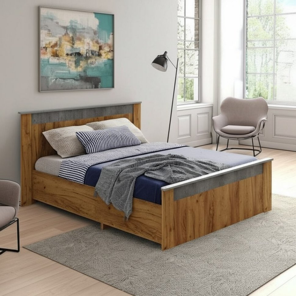 Кровать 160х200 Франк (БТС) КР-14 без основания Крафт/Бетон