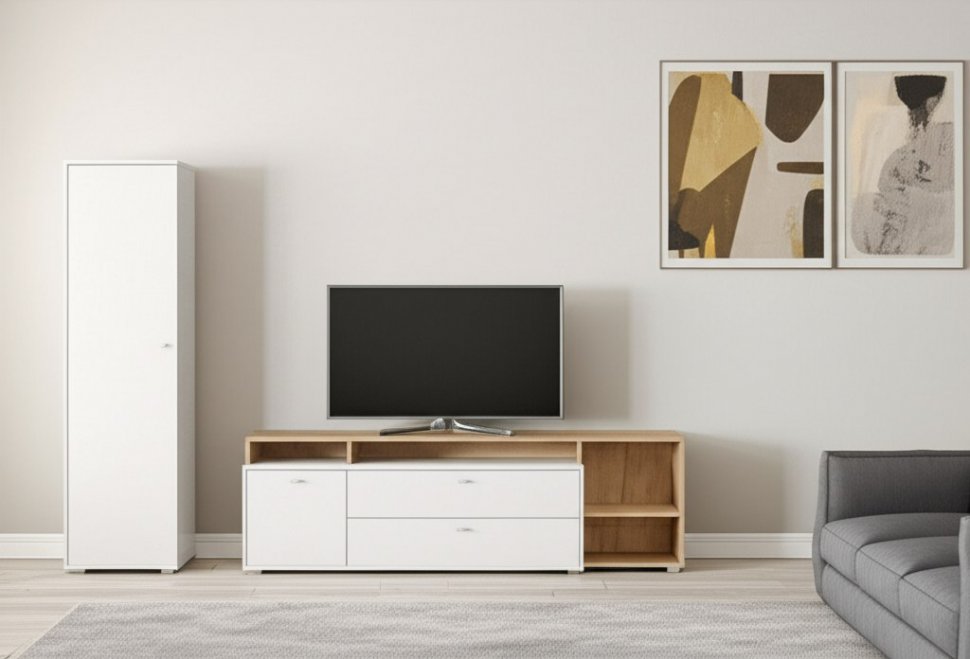 Бэль Тумба 10.92 Дуб Золотой / Белый