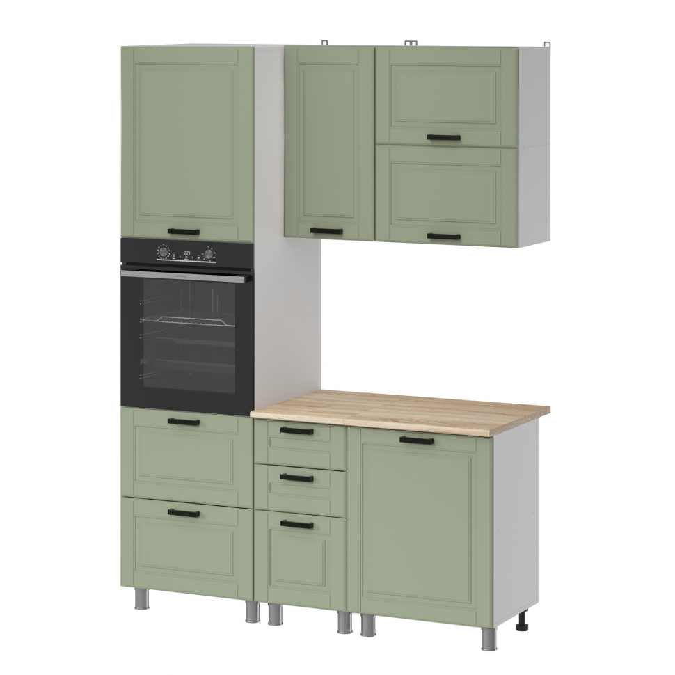 Кухня Аленушка 1,6 м ПД 2 Астра Фисташка,скоба черный,сонома