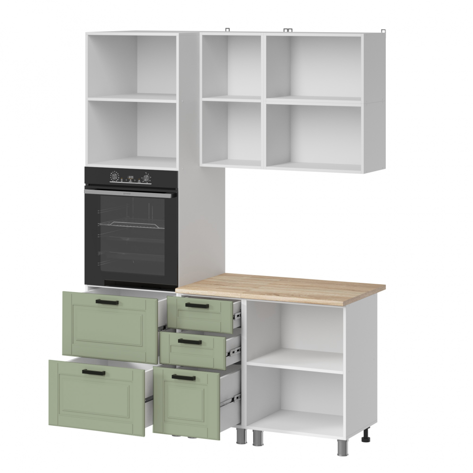 Кухня Аленушка 1,6 м ПД 2 Астра Фисташка,скоба черный,сонома