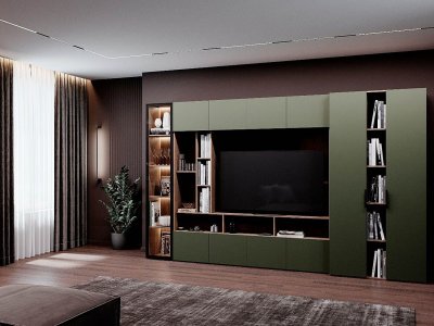 Гостиная Харди 3 Дуб Делано Темный / Зеленый