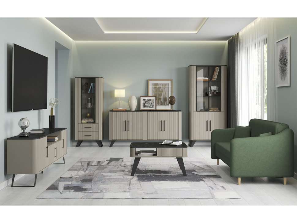 Фиделия комод 76.04 серый камень / мрамор черный