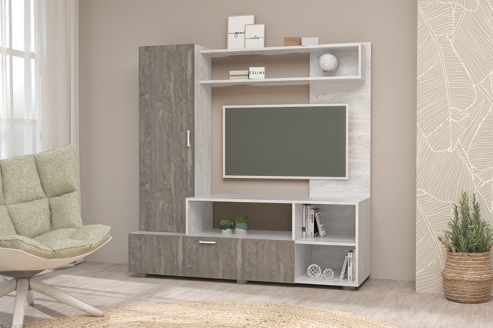 Аллегро 8 гостиная / Бетон светлый/Камень темный