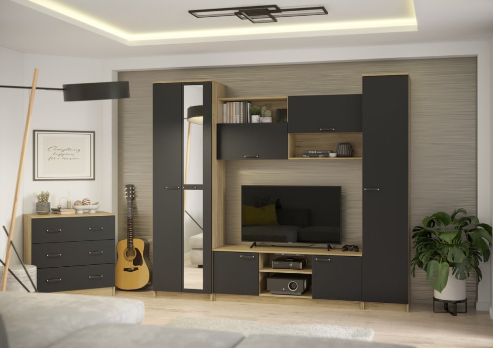 Гостиная Герда антрацит (Интерьер Центр) Комплект