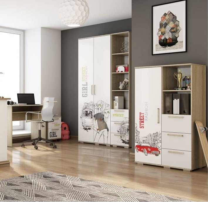 Шкаф двухдверный Сенди для девочек ШК-09 БТС STREET GIRL