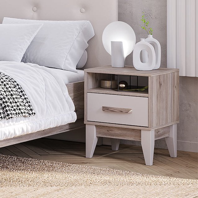 Тумба прикроватная Скандика ТБ-11 (Дуб смоки / Кашемир)