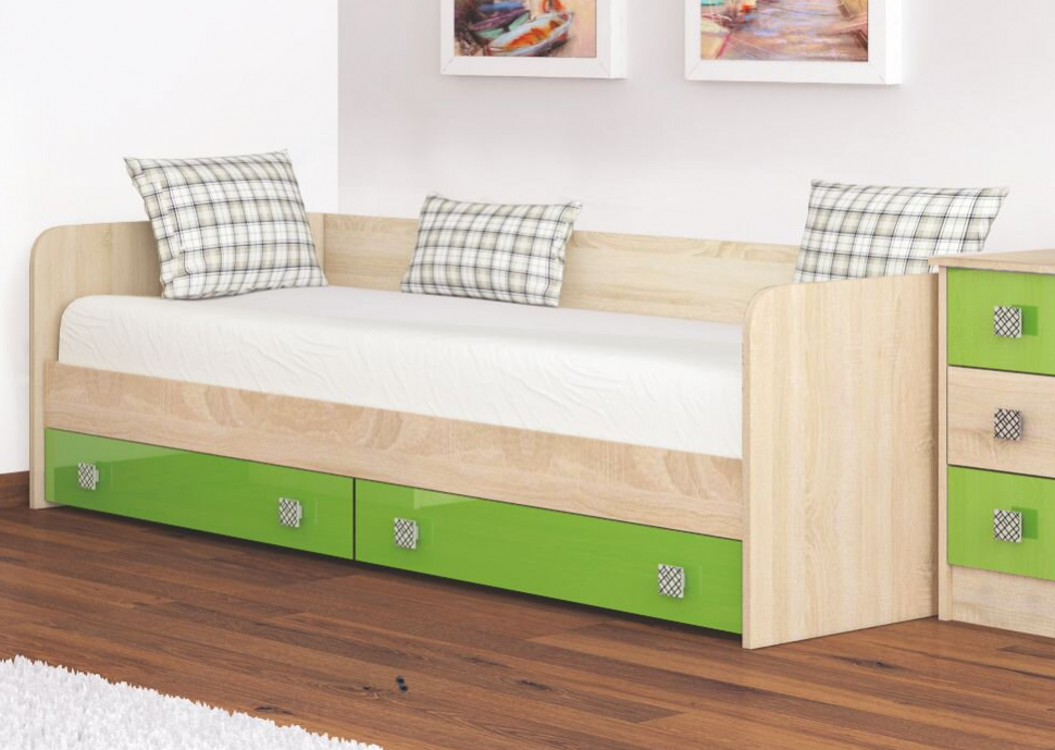 Кровать 80х186 Колибри ТЭКС с ящиками (Акрил Мохито)