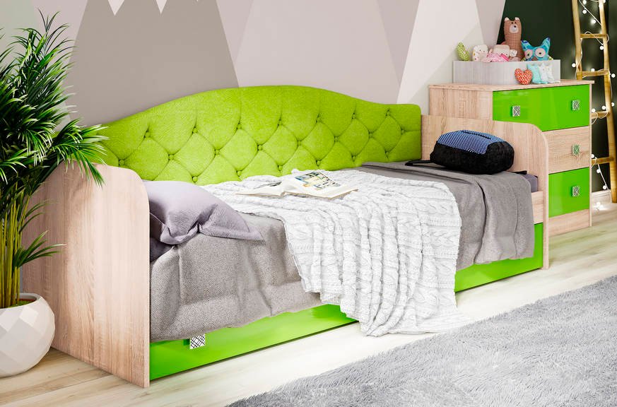 Кровать 80х186 Колибри ТЭКС с ящиками (Акрил Мохито)