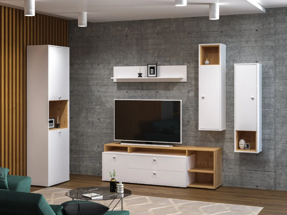 Бэль Шкаф комбинированный 10.04 Дуб Золотой / Белый