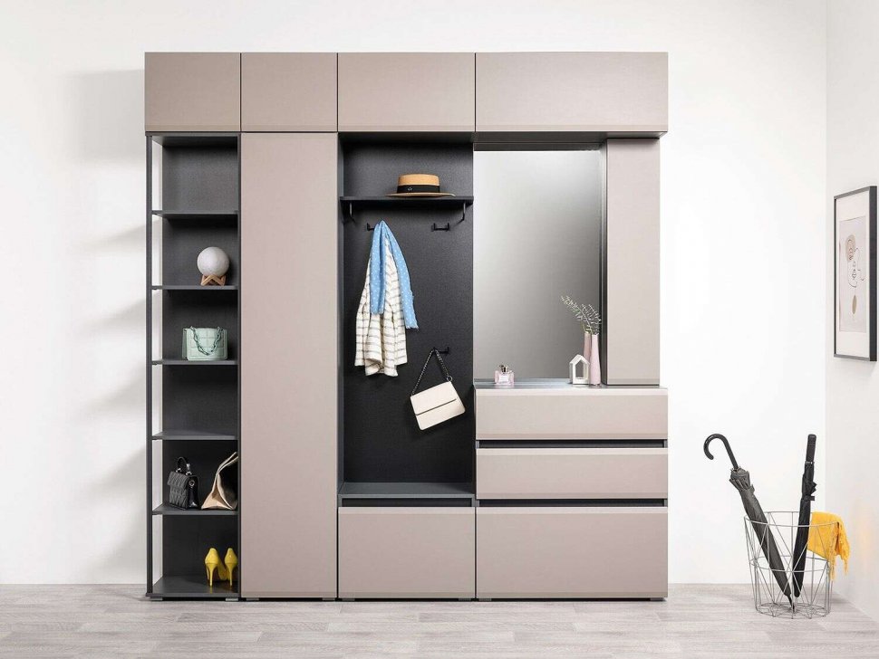 Сидней прихожая комплект 4 Антрацит / Капучино