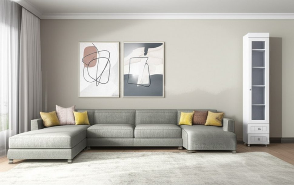 Шкаф-пенал 1дв. (гл.410) со стеклом и ящиками Монако МН-31 белое дерево