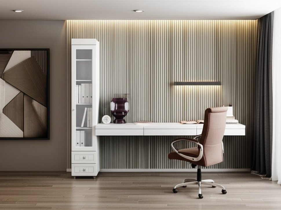 Шкаф-пенал 1дв. (гл.410) со стеклом и ящиками Монако МН-31 белое дерево