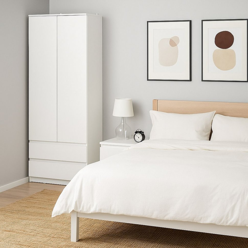 Шкаф двухстворчатый с ящиками Денвер (Серия 2), Белый