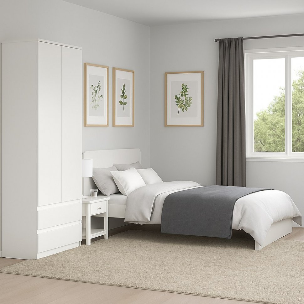 Шкаф двухстворчатый с ящиками Денвер (Серия 2), Белый