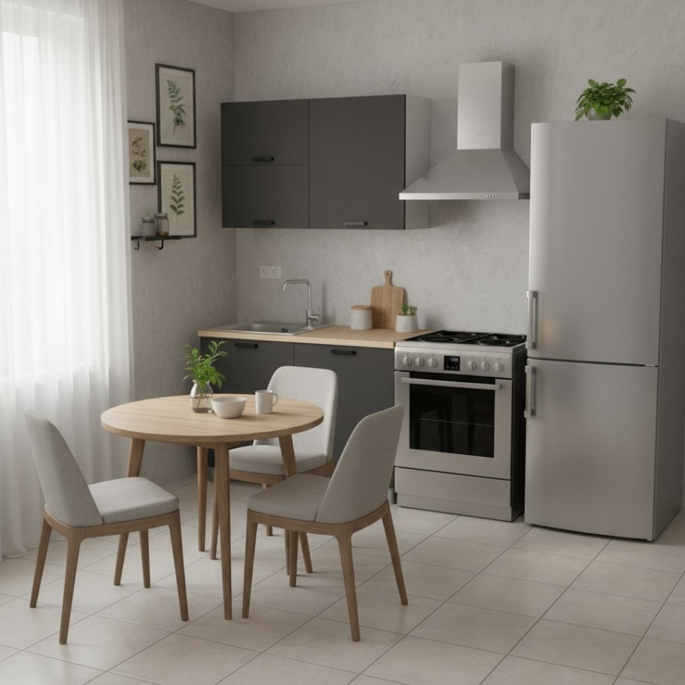 Кухня Аленушка 1,2 м с ящ.в 2 Лаванда Сталь,скоба черный,сонома