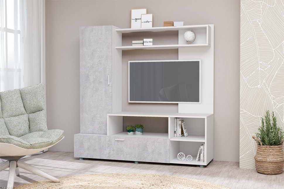 Аллегро 8 гостиная / Белый/цемент светлый