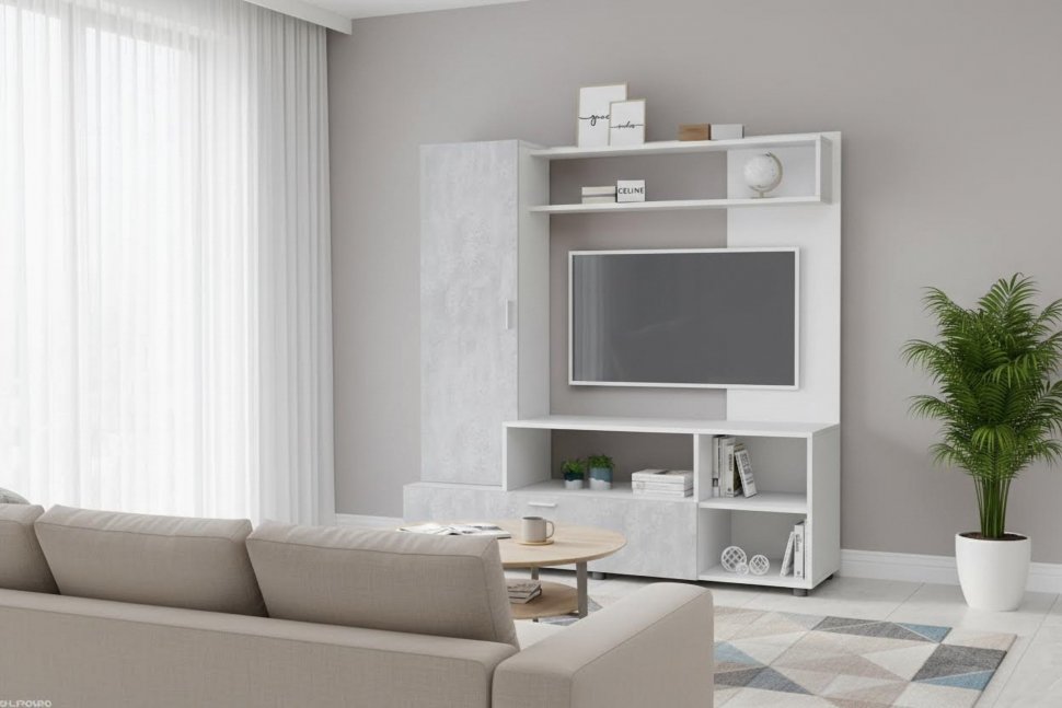 Аллегро 8 гостиная / Белый/цемент светлый