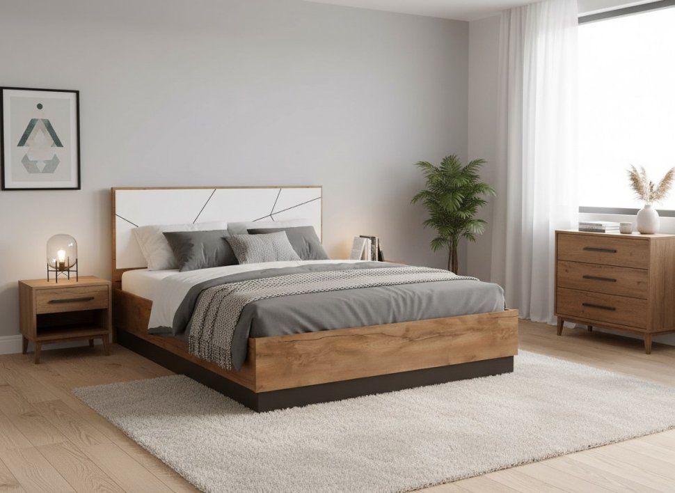 Кровать Гамма с ортопедическим основанием 54.15 Таксония/Белый