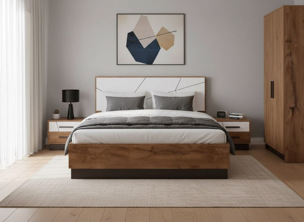 Кровать Гамма с ортопедическим основанием 54.15 Таксония/Белый