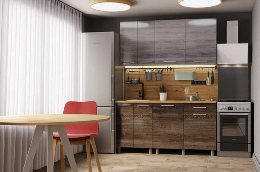 Кухня Танго 1,6 м, Шале серебро, Шале дуб мореный