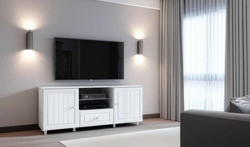 Тумба под ТВ Монако МН-25 белое дерево