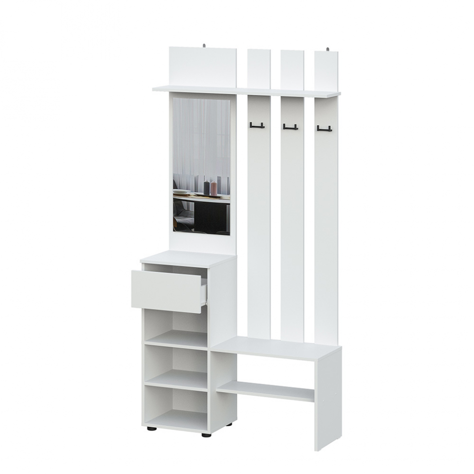 Вешалка с зеркалом Денвер, Белый