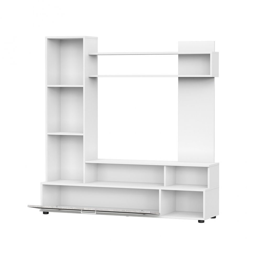 Стенка в гостиную МГС 9, белый/цемент светлый