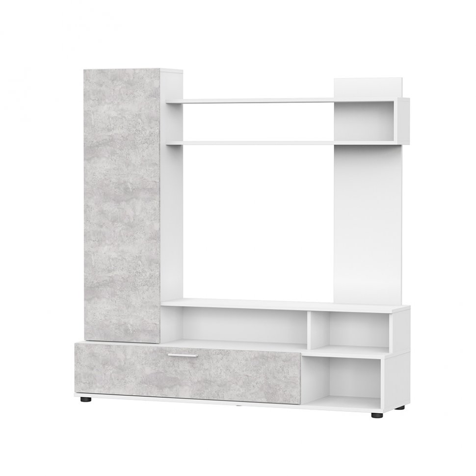 Стенка в гостиную МГС 9, белый/цемент светлый