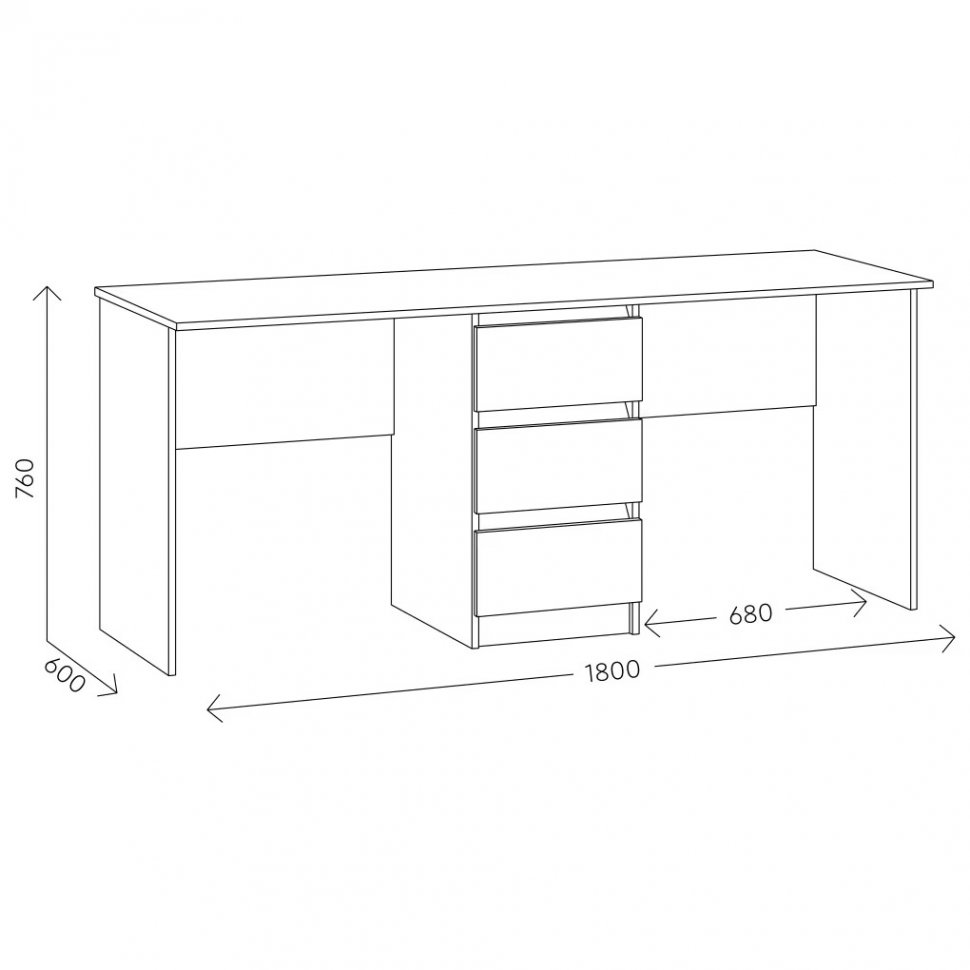 Стол письменный двухместный Матеуш-6 (Комфорт-S) Дуб Вотан