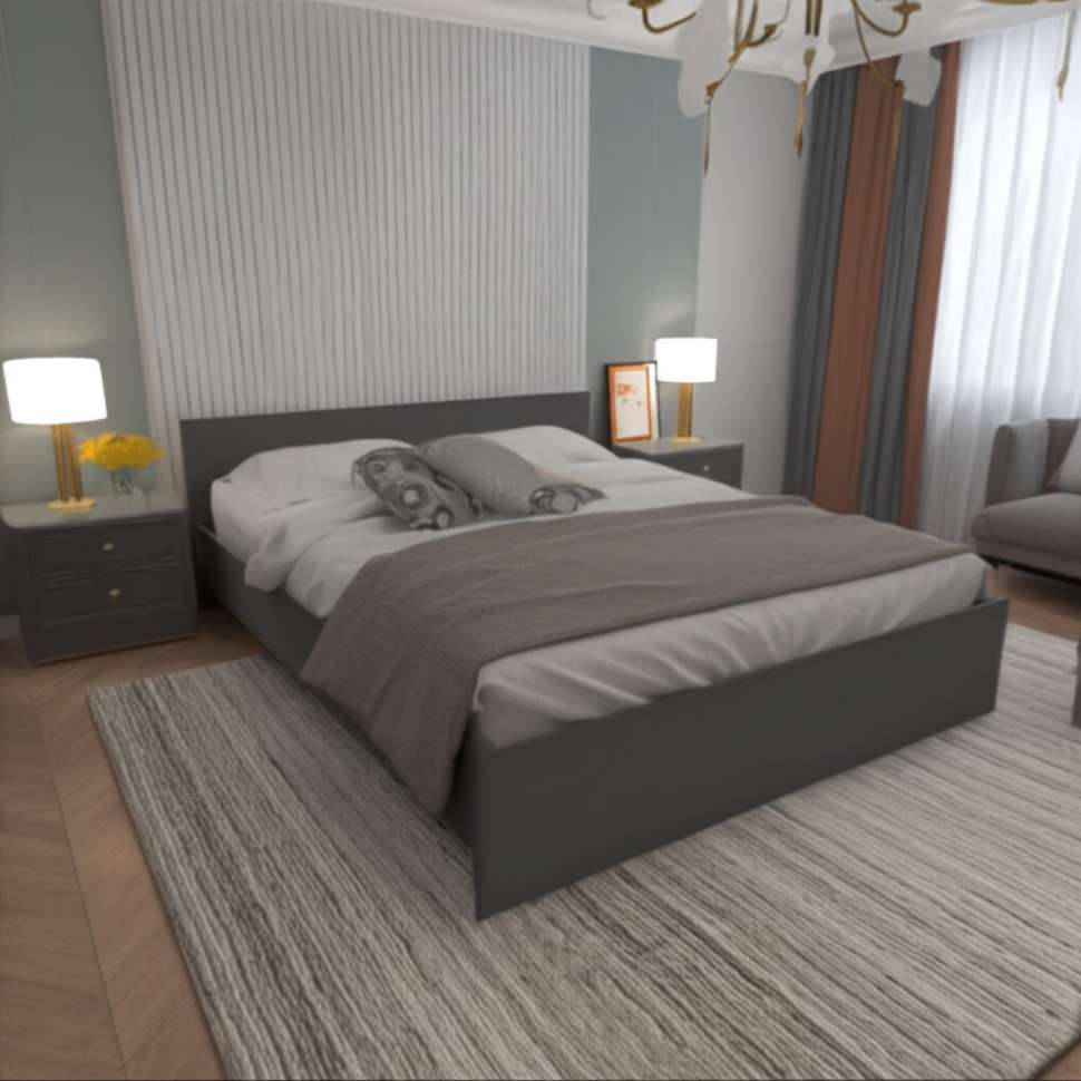Кровать 160х200 Денвер с проложками (Графит серый)
